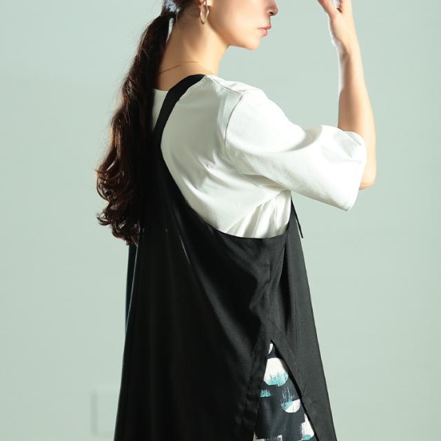 サイドドット柄切り替えジャンパースカート