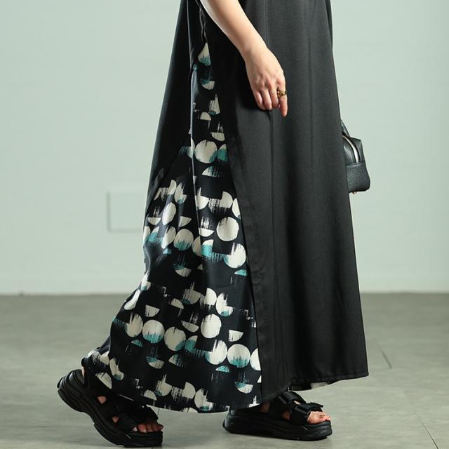 サイドドット柄切り替えジャンパースカート