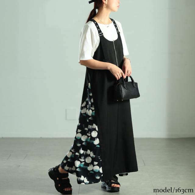 サイドドット柄切り替えジャンパースカート