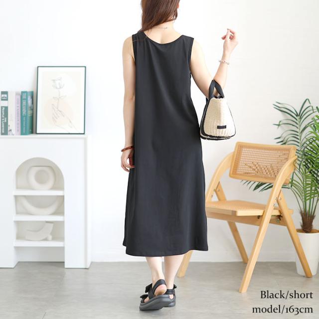 選べる2丈！ノースリーブAラインワンピース