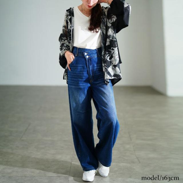 シアー花柄配色ティアード切り替えパーカー