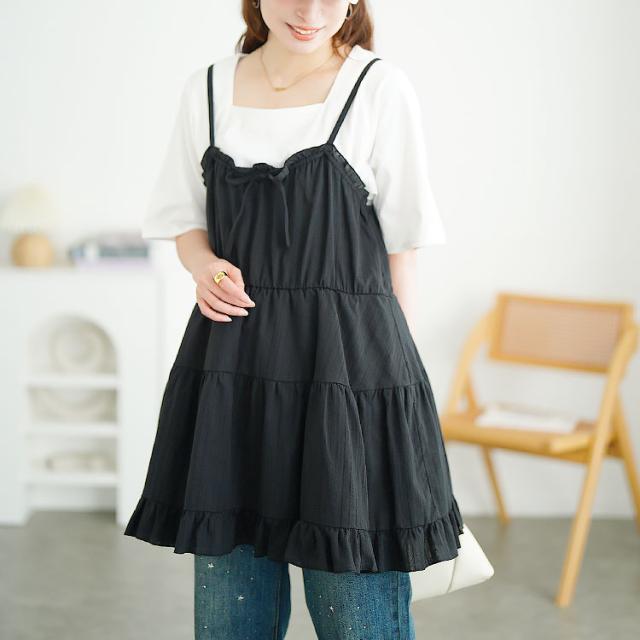 フリルティアードミニキャミワンピース