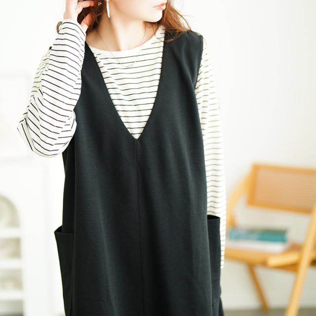 ジャンパースカート&ボーダーロンT2点セット