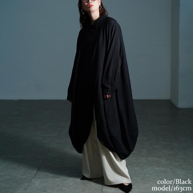 サイドコクーン変形シャツチュニック