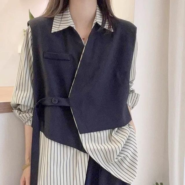 レイヤード風アシンメトリーシャツ