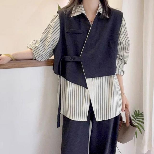 レイヤード風アシンメトリーシャツ