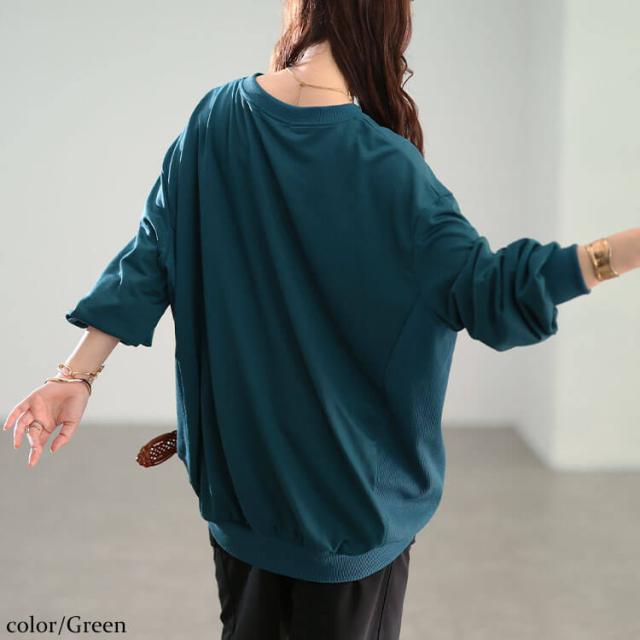 リブ切り替えキーネックプルオーバー