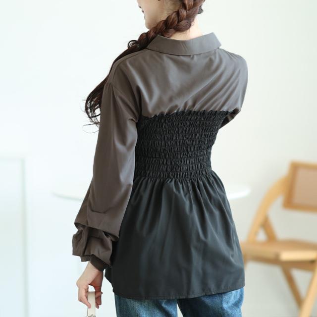 シャツドッキングペプラムビスチェトップス