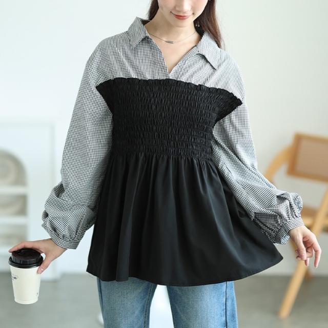 シャツドッキングペプラムビスチェトップス