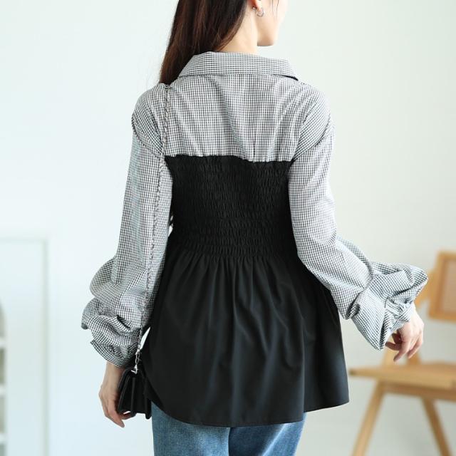 シャツドッキングペプラムビスチェトップス