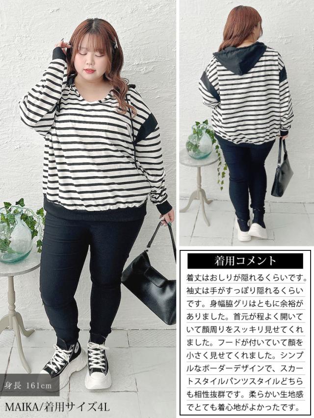 ボーダー柄Vネックスウェットパーカー