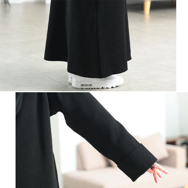 ハーフZIP畦編みニットワンピース