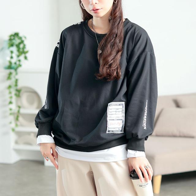 ロゴ入りレイヤード風スウェット