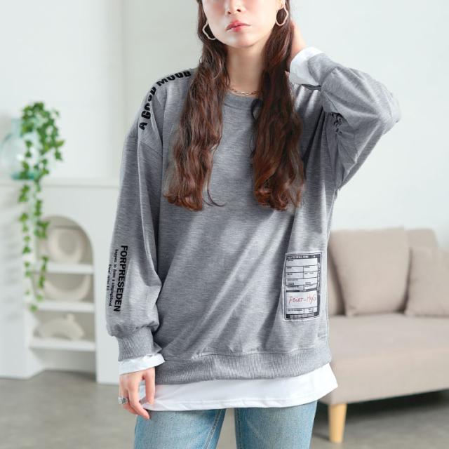 ロゴ入りレイヤード風スウェット