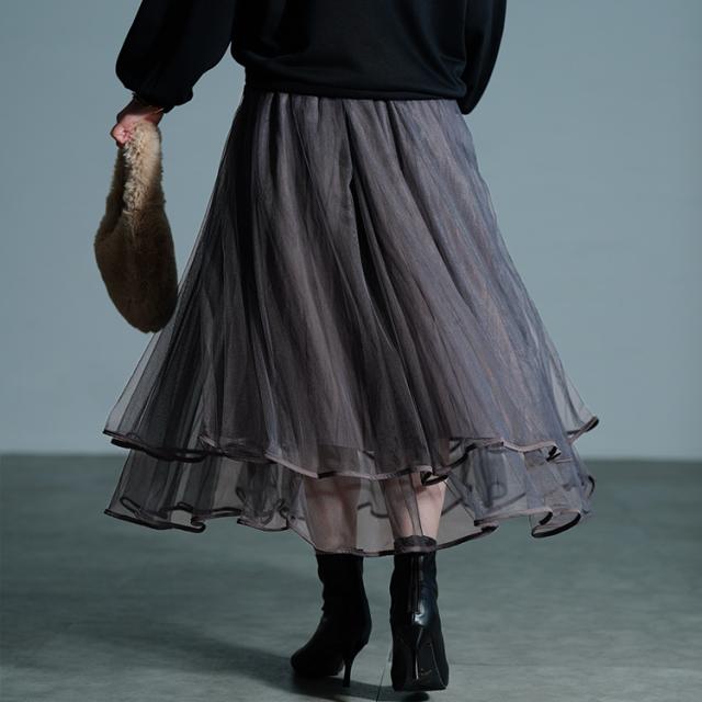 ティアードチュールレイヤードスカート