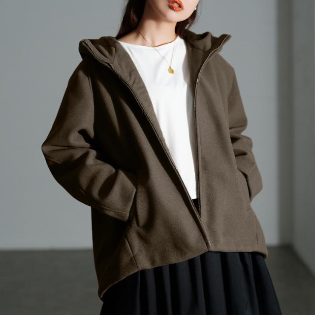 ハイネックフードZIPジャケット