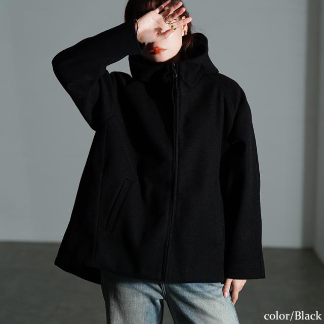 ハイネックフードZIPジャケット