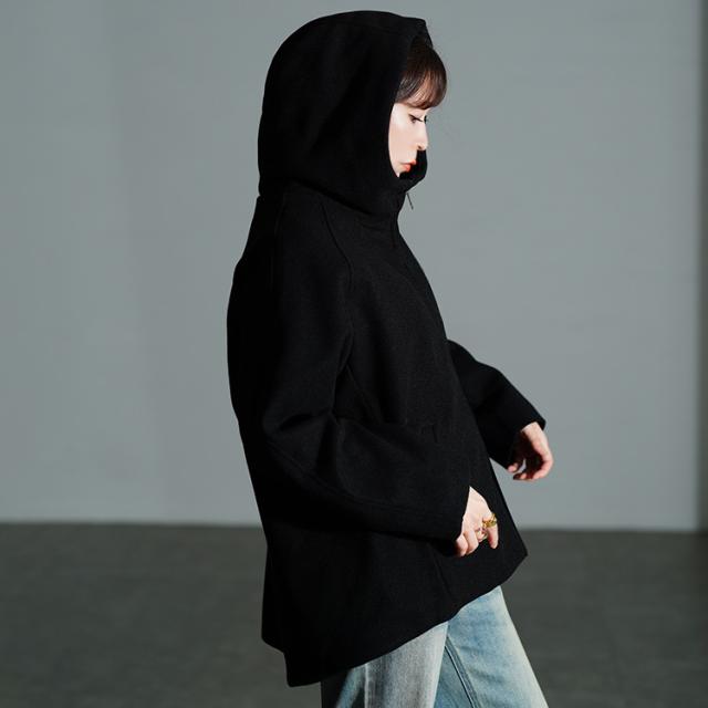 ハイネックフードZIPジャケット