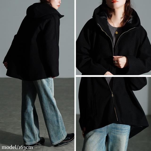 ハイネックフードZIPジャケット