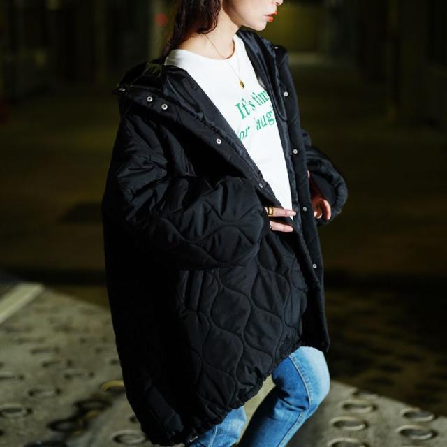 中綿キルティングモンスターパーカーコート