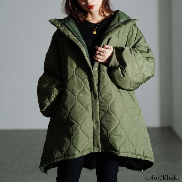 中綿キルティングモンスターパーカーコート