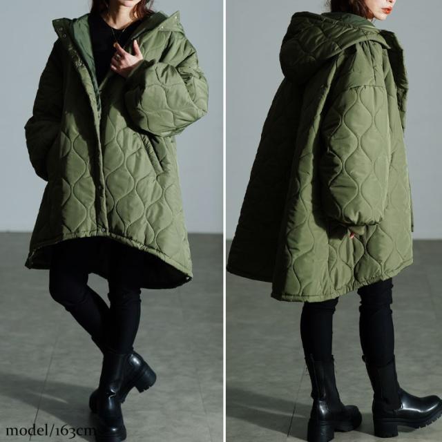 中綿キルティングモンスターパーカーコート