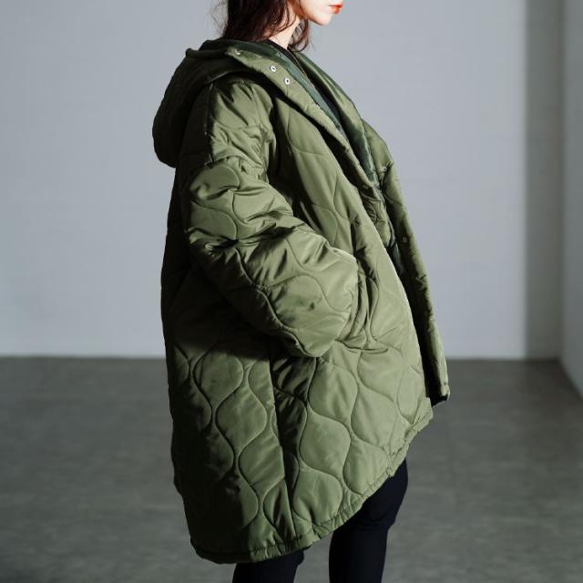 中綿キルティングモンスターパーカーコート