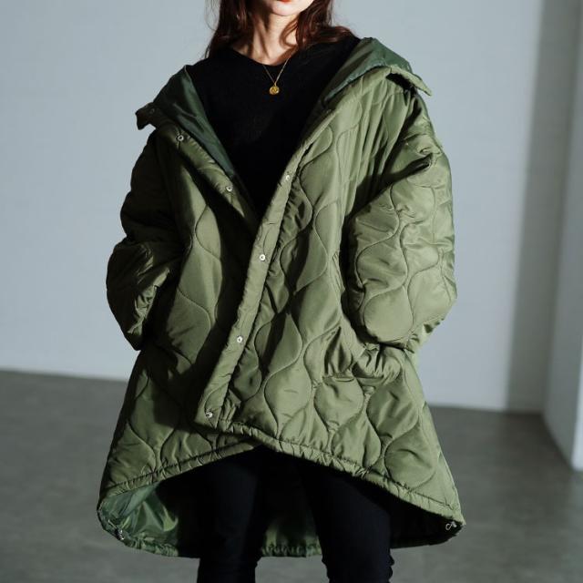 中綿キルティングモンスターパーカーコート