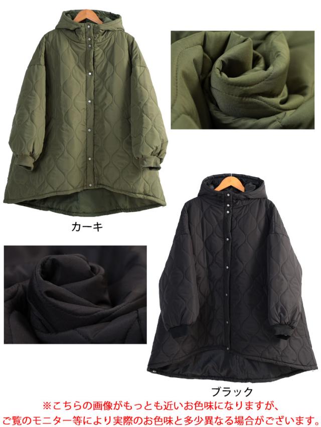 中綿キルティングモンスターパーカーコート