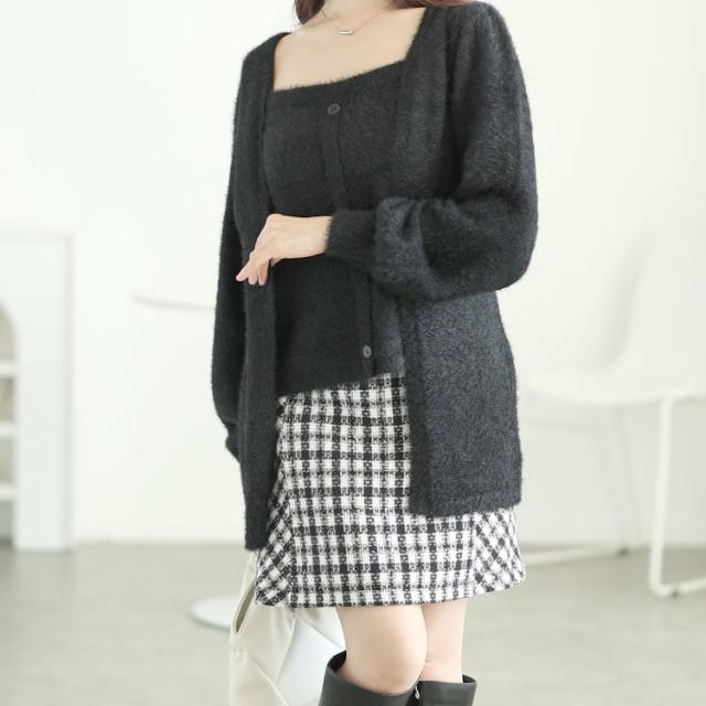 ラメツイードセミタイトミニスカート