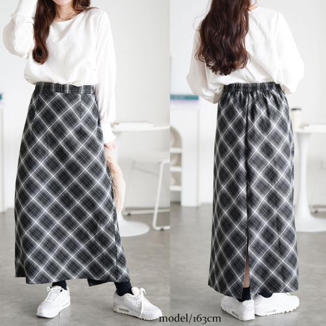 チェック柄ナロースカート