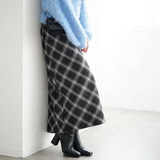チェック柄ナロースカート