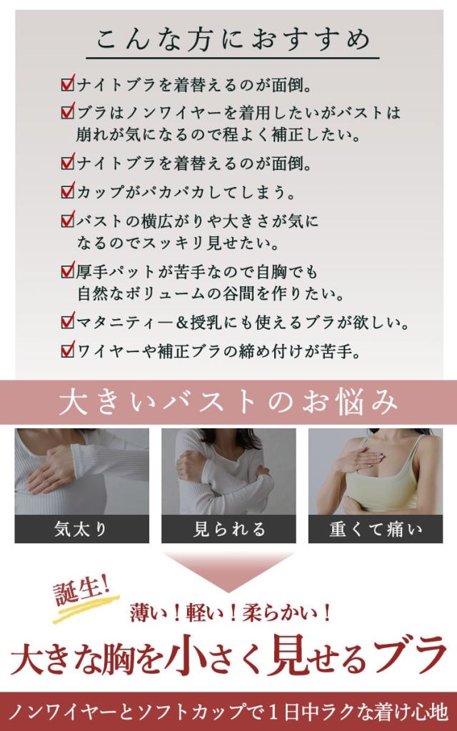 胸を小さく見せる!シームレスレースブラジャー