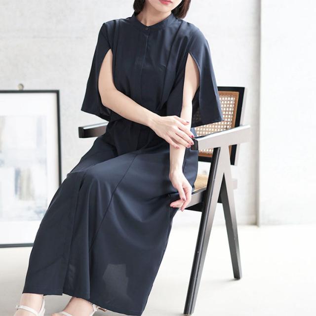 ケープスリーブベルトワンピース