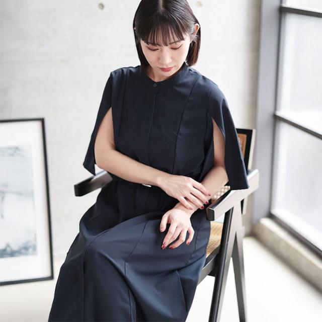 ケープスリーブベルトワンピース