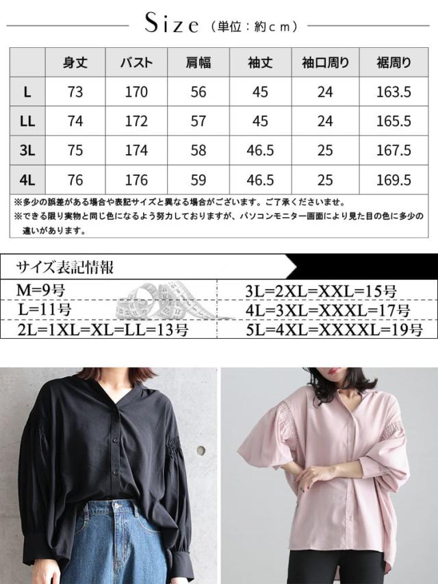 ギャザースリーブVネックブラウス