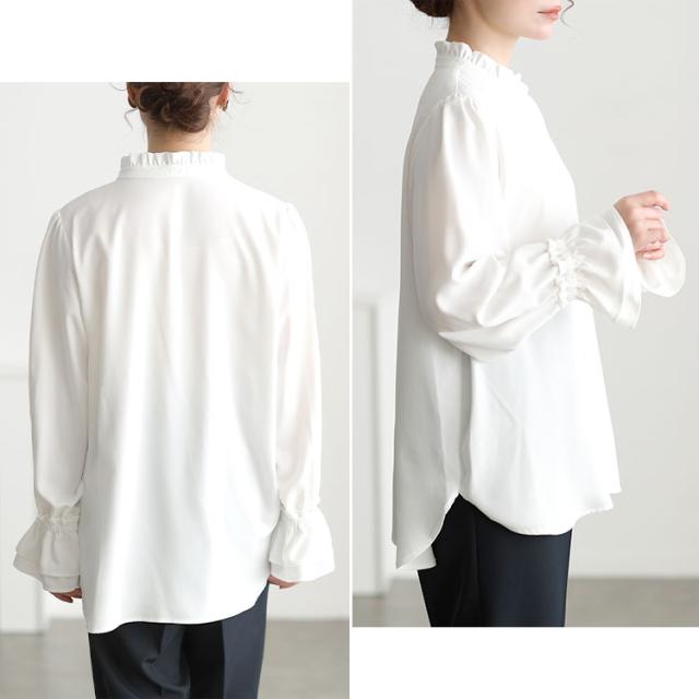 ツイードペプラムベスト＆テーパードパンツ＆キャンディスリーブブラウス3点セット