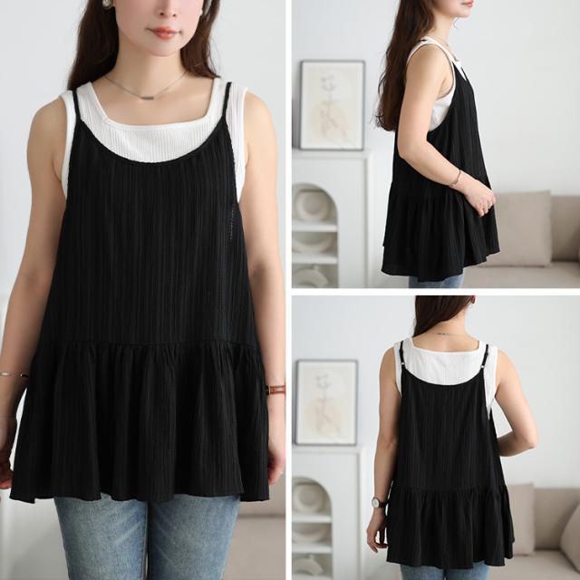 楊柳カシュクールブラウス＆ペプラムキャミソール2点セット