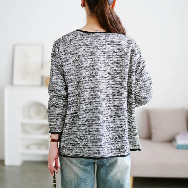 配色パイピングラメツイードジャケット