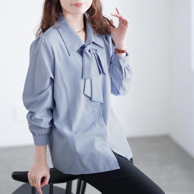 レギュラーカラーボウタイブラウス