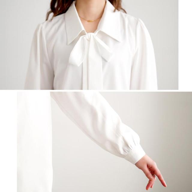 レギュラーカラーボウタイブラウス