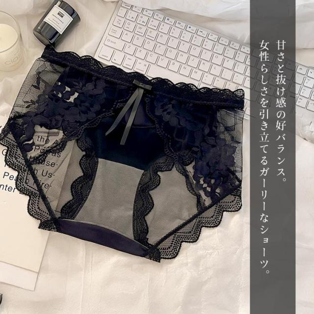 花柄カットレースシアーショーツ