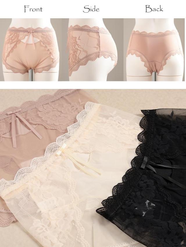 花柄カットレースシアーショーツ