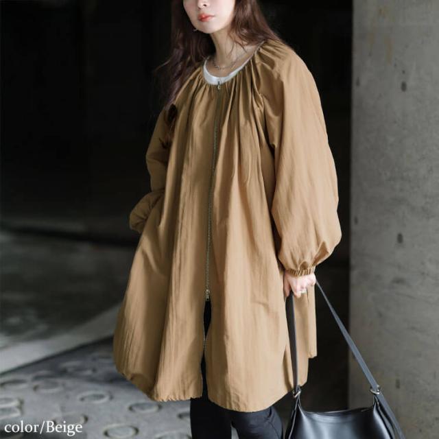 撥水ギャザー裾ドロストロングブルゾン