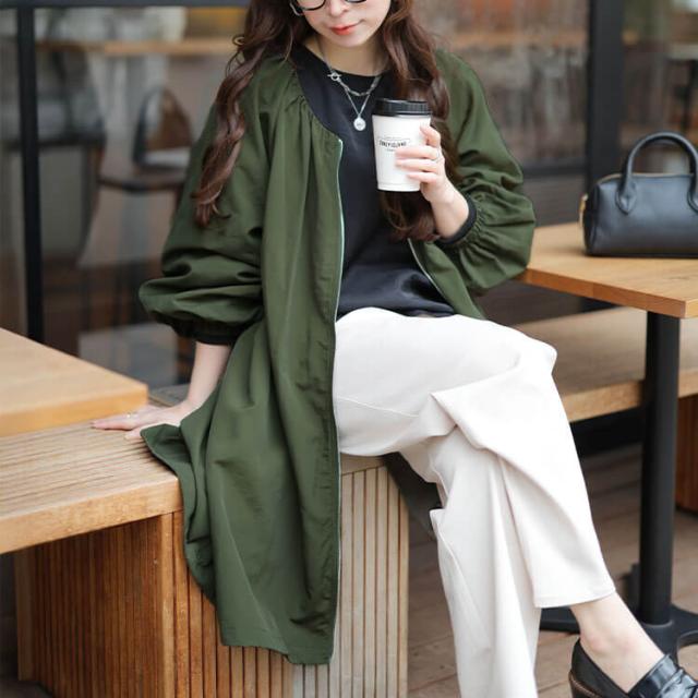 撥水ギャザー裾ドロストロングブルゾン