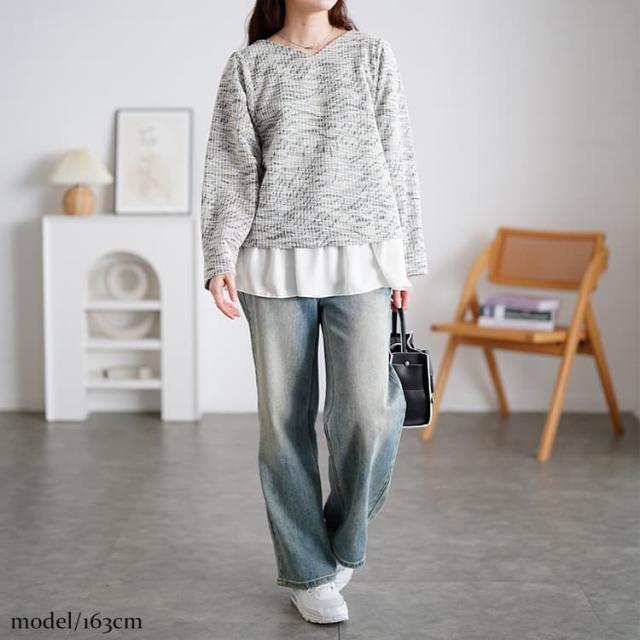 ツイードフェイクレイヤードプルオーバー