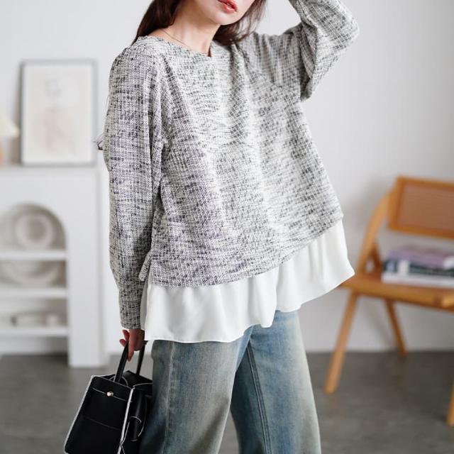 ツイードフェイクレイヤードプルオーバー