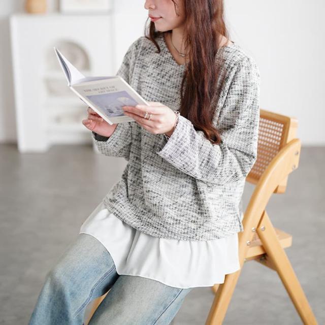 ツイードフェイクレイヤードプルオーバー