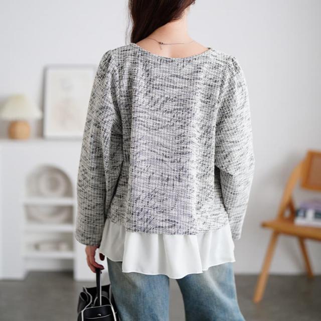 ツイードフェイクレイヤードプルオーバー