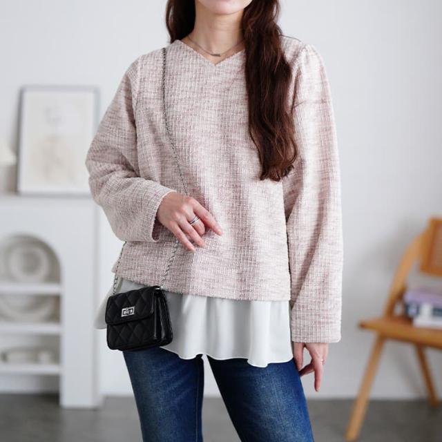 ツイードフェイクレイヤードプルオーバー